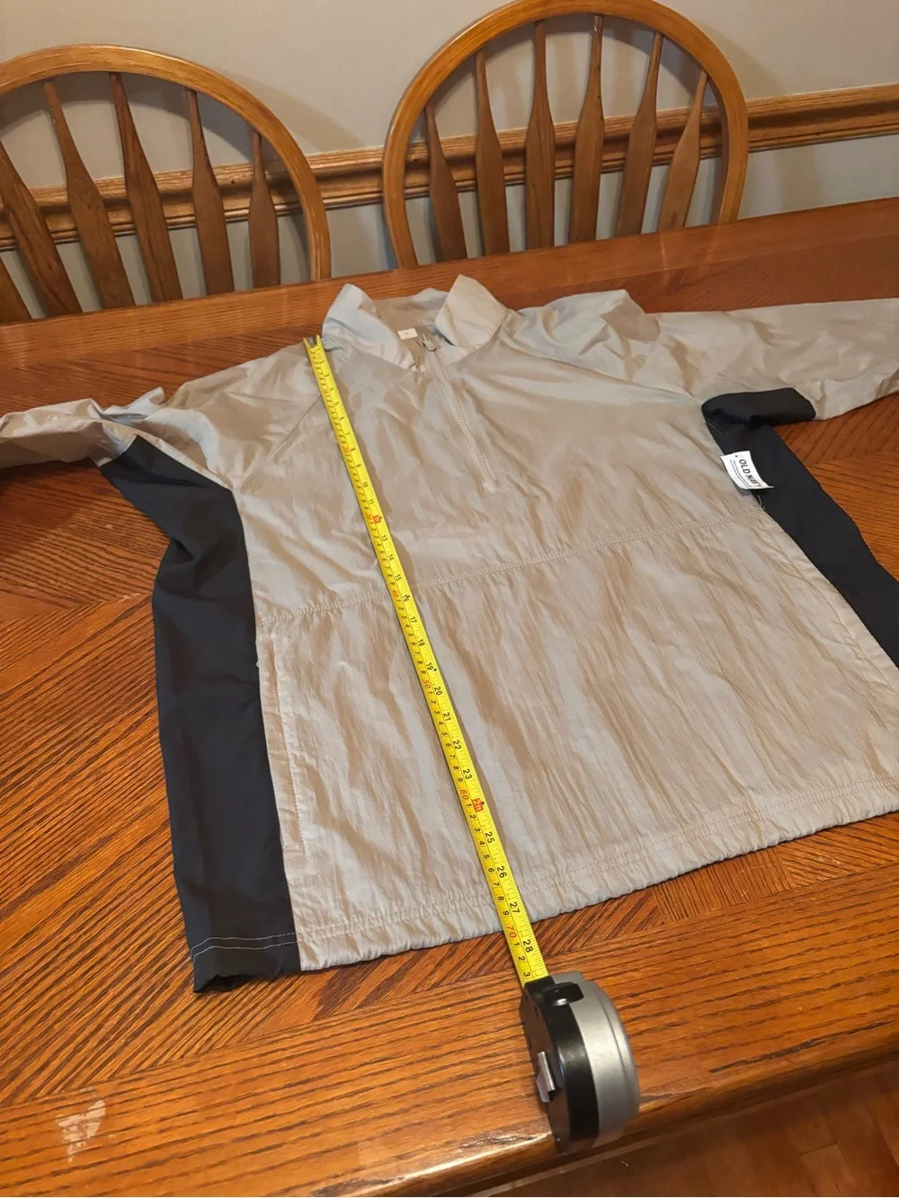 Old Navy Mens Active 1/4 Zip Jacket Large Beige Gray Windbreaker Pullover NWT